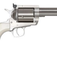 Magnum Research BFR44MAG5B6 BFR Short Cylinder 44 Rem Mag 6 Shot, 5" Brushed Stainless Steel Barrel, Cylinder & Frame, White Polymer Grip, Hammer Safety, Exposed Hammer