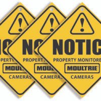 Moultrie MCA13133 Camera Surveillance Signs  Yellow 3 Per Pkg
