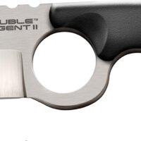 Cold Steel CS39FN Double Agent ll 3" Fixed Plain Satin AUS-8A SS Blade Black w/Double Ring Griv-Ex Handle Includes Bead Chain Lanyard/Sheath