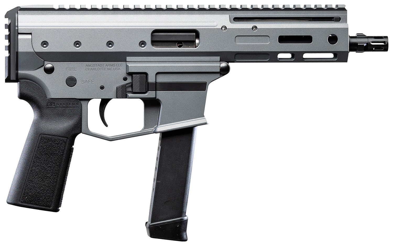 Angstadt Arms AAMDP09PG6 MDP-9 9mm Luger 27+1 5.85" Black Melonite Threaded Barrel, M-LOK Free-Float Handguards, Tactical Gray Cerakote Aluminum Picatinny Rail Receiver, Black Polymer Grips
