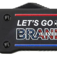 Templar Knife LZLGB521 Premium Weighted Let's Go Brandon Large 3.55" OTF Tanto Part Serrated Black Oxide Stonewashed D2 Steel Blade, 5.25" Black "Lets Go Brandon" Aluminum Zinc Alloy Handle