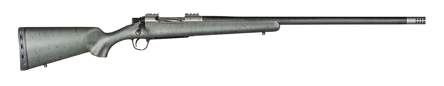 Christensen Arms 8010800202 Summit TI Full Size 300 PRC 3+1, 26" Natural Titanium Steel Threaded Barrel, Natural Titanium Aluminum Receiver, Green w/Black Webbing Fixed Sporter Stock