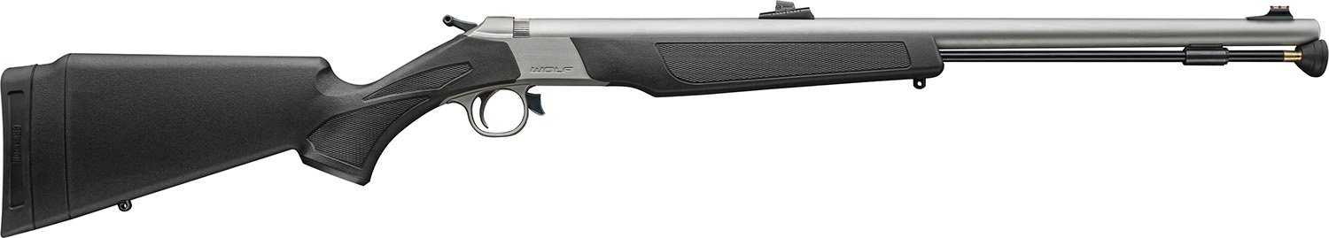 CVA PR2117S Wolf V2 50 Cal 24" Matte Stainless Steel Barrel, Drilled & Tapped Stainless Steel Receiver, Fixed Black Synthetic Stock