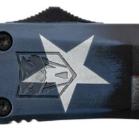 CobraTec Knives MCTXFS3TNS FS-3 Texas Flag Medium 3" OTF Tanto Plain Satin D2 Steel Blade, 5" Texas Flag Aluminum Cerakoted Handle