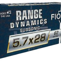 Fiocchi 57SUB62 Range Dynamics Subsonic 5.7x28mm 62gr Full Metal Jacket 50 Per Box/10 Case