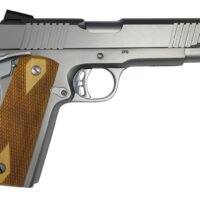 Rock Island 56828 Rock  Full Size 9mm Luger 10+1, 5" Stainless Steel Barrel & Serrated Slide, Matte Stainless Steel Frame w/Beavertail, Wood Double Checkered Grip