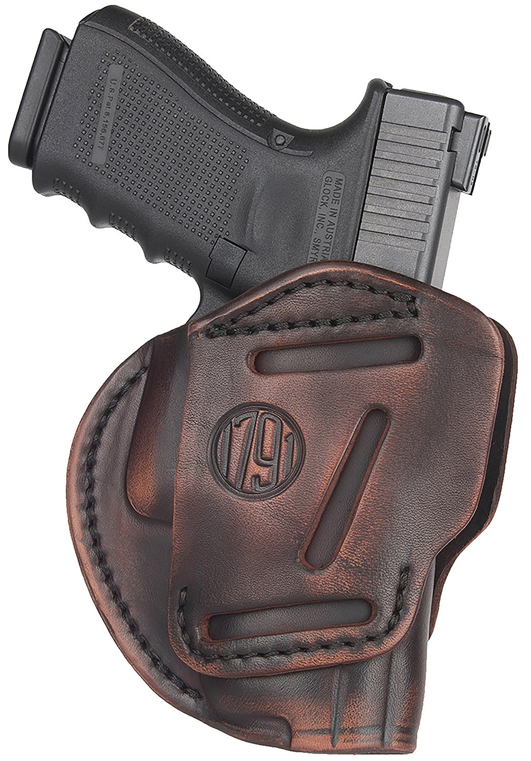 1791 Gunleather 3WH3VTGA 3-Way IWB/OWB Size 03 Vintage Leather Belt Loop Fits Ruger LC9 Fits Glock 26 Ambidextrous Hand