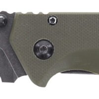 Schrade 1159324 Melee  3.50" Folding Tanto Part Serrated Dark Stonewash D2 Steel Blade 4.50" OD Green G10/SS Handle