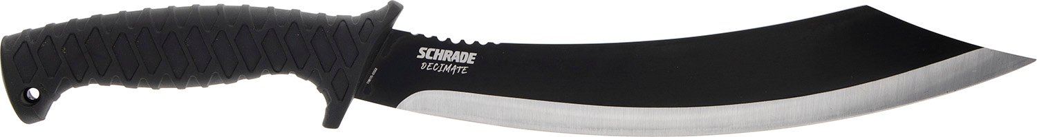 Schrade 1182527 Decimate Parang  11.75" Fixed Parang Plain Black Black Oxide 3Cr13 Steel Blade 6.75" Black Rubber Overmold Handle Includes Sheath