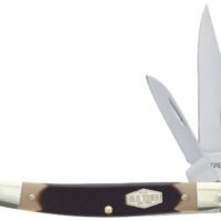 Old Timer 1179231 Middleman Jack 2.50" 1.70" Folding Clip/Sheepsfoot Plain Stainless Steel Blade Black/Tan Sawcut Bone Handle