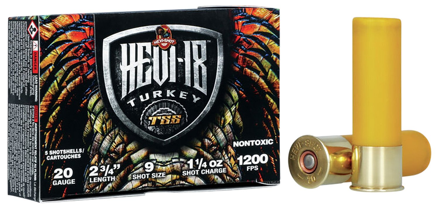 HEVI-Shot HS7109 HEVI-18 TSS Turkey 20Gauge 2.75" 1 1/4oz Tungsten 9Shot 5 Per Box/10 Case