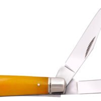 Cold Steel CSFLMTRPRY Trapper Mini 2.60"/2.70" Folding Clip/Spey Plain 3Cr13MoV SS Blade/Yellow w/Polished Bolsters Bone Handle