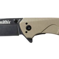Smiths Products 50995 BattlePlan 3.35" Folding Drop Point Plain Black Stonewashed 400 SS Blade/ Desert Tan G10 Handle Includes Pocket Clip