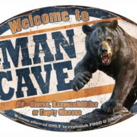 RIVERS EDGE MAN CAVE BEAR TIN - SIGN