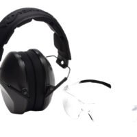 Pyramex VGCOMBO110 Low-Profile Combo Kit  Scratch Resistant Clear Lens & Frame with Rubber Temple Tips Gray Low-Profile Earmuffs