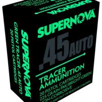 Supernova PMSN45ACG Green Tracer Non Corrosive 45 ACP 225 gr Full Metal Jacket 20 Per Box/ 50 Cs