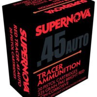 Supernova PMSN45ACR Red Tracer Non Corrosive 45 ACP 225 gr Full Metal Jacket 20 Per Box/ 50 Cs