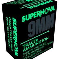 Supernova PMSN9MMG Green Tracer Non Corrosive 9mm Luger 119 Gr Full Metal Jacket 20 Per Box/ 50 Cs