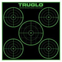 TruGlo TG11A25 Tru-See 5-Bull Target Self-Adhesive Heavy Paper Black/Green 12"x12" 5-Bullseye 25 Pack