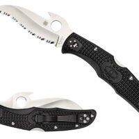 Spyderco C12SBK2W Matriarch 2 3.57" Folding Reverse S Serrated Satin VG-10 SS Blade/Black Bi-Directional Texturing FRN Handle Includes Pocket Clip