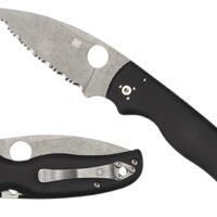 Spyderco C229GS Shaman  3.58" Folding Serrated Stonewashed CPM S30V SS Blade/ Black Textured G10 Handle Includes Pocket Clip