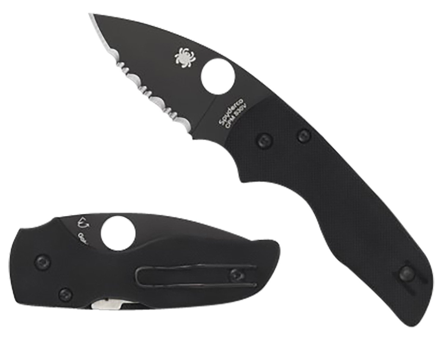 Spyderco C230GPBBK Lil' Native 2.42" Folding Plain Black DLC CPM S30V SS Blade/Black Textured G10 Handle Includes Pocket Clip