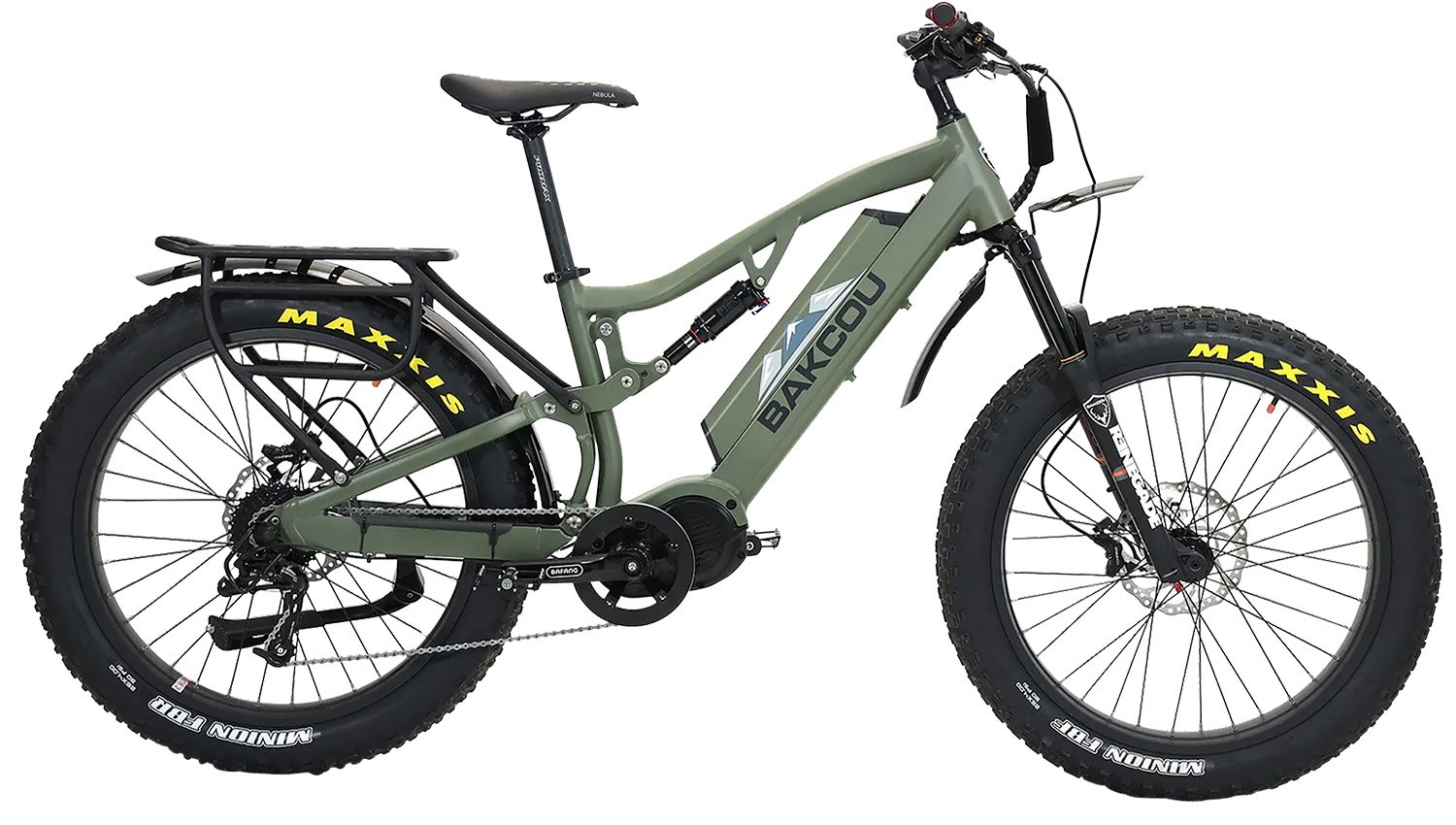 Bakcou E-bikes BS19GB25 Storm 25 Large Matte Army Green 19" w/Stand Over Height of 30.50" Frame, Sram 9sp, 40t Front & Sram 11-34t Rear Cassette Bafang M620 Ultra Motor