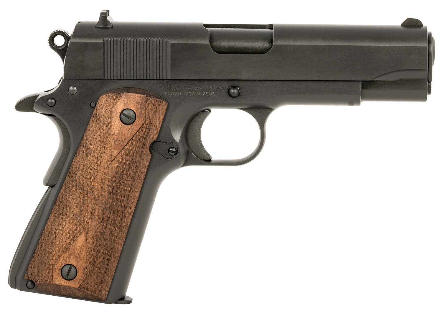 Tisas 10100116 1911 A1 Tank Commander 9mm Luger 9+1 4.25" Black Steel Barrel, Manganese Phosphate Coated Serrated Carbon Steel Slide & Frame w/Beavertail, Turkish Walnut Grip