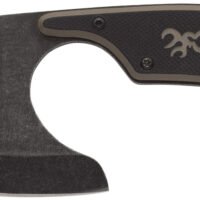Browning 3220323 Cutoff 2.50" Fixed Skinner Plain Black Black Oxide Stonewashed 9Cr14MoV SS Blade, Black/Tan G10 Handle