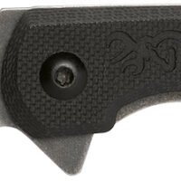 Browning 3220514 Branded Rock EDC 3" Folding Drop Point Plain Black Stonewashed 7Cr17MoV SS Blade, Black G10 Handle