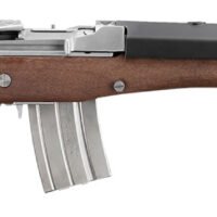 Ruger 5895 Mini-14 223 Rem/5.56 NATO 20+1 18.50" Matte Stainless Threaded Barrel, Matte Stainless Picatinny Rail Receiver, Walnut/Stainless Wood Side Folding Side Folding Stock, Black Polymer Grip