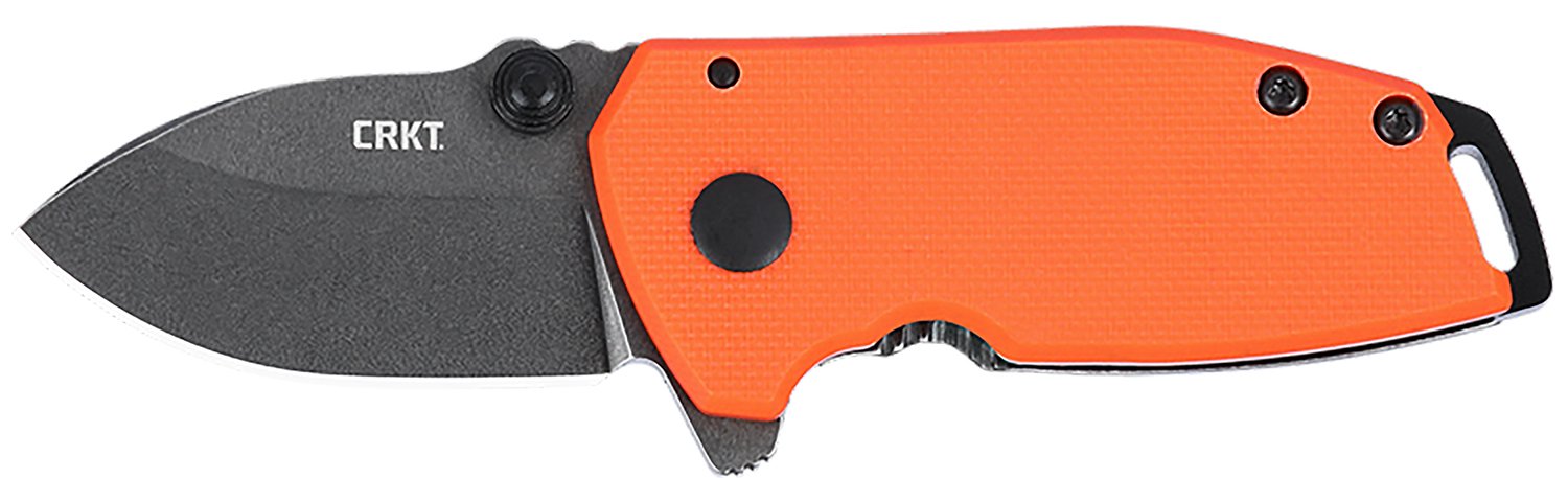 CRKT 2486 SQUID Compact 1.75" Folding Drop Point Plain Stonewashed D2 Steel Blade, Blaze Orange G10/SS Handle