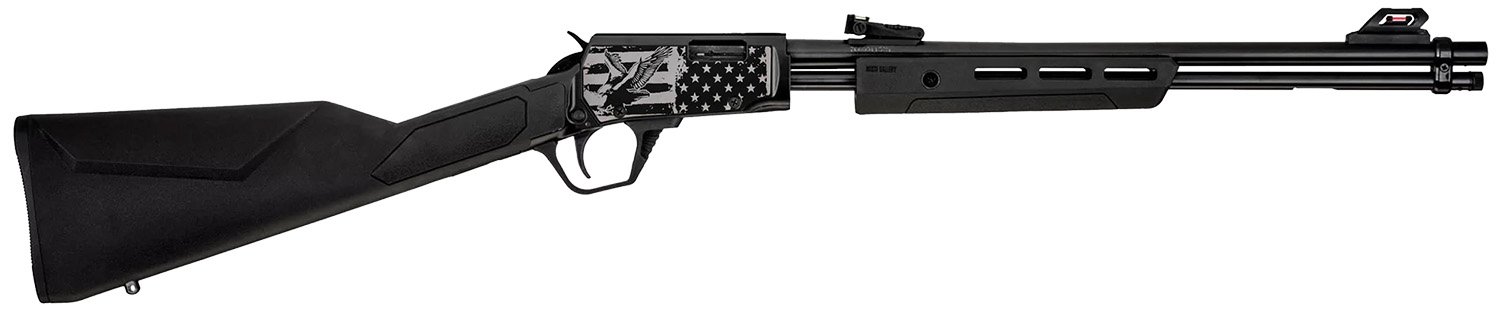 Rossi RP22181SYEN18 RP22 22 LR 15+1 18" Black Polished Alloy Steel Barrel, Black w/Engraved Eagle & US Flag Aluminum Receiver, Black Synthetic Fixed Stock