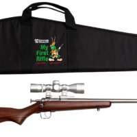 Crickett KSA2238BSC My First Rifle Package 22 S/L/LR Single Shot 16.10" Stainless Steel Barrel & Receiver, American Walnut Fixed Stock, 4x32 Scope