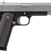 Iver Johnson Arms 1911A1TT 1911 A1 Full Size Frame 45 ACP 8+1 5" Stainless Steel Barrel, Silver Cerakote Serrated Stainless Steel Slide, Black Steel Frame w/Beavertail, Black/Gray G10 Grip