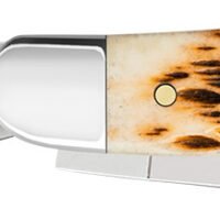 Case 00042 Stockman  Medium 2.57"/1.88"/1.71" Folding Clip Point/Sheepsfoot/Spey Plain Mirror Polished Tru-Sharp SS Blade Peach Seed Jigged Amber Bone Handle