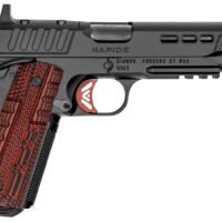 Kimber Mfg.,inc 3000452 Rapide Heat 45 ACP 8+1 5.50" Black DLC Steel Barrel, KimPro II Black Lightening Cut/Optic Ready/Serrated Steel Slide, Kimpro II Black Steel Frame w/Beavertail, Red G10 Grip