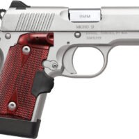 Kimber Mfg.,inc 3700482 Micro 9  Stainless Steel 9mm 7+1 3.15" Satin Silver Slide Rosewood Grip
