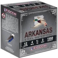 Fiocchi Arkansas Steel Shotgun Ammo 12 ga. 3 in. 1 1/5 oz. 1550 FPS 3 Shot 100 rd.