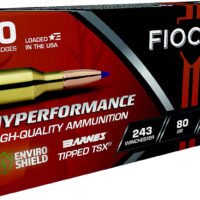 Fiocchi 243TTSX Hyperformance  243Win 80gr Barnes Tipped TSX 20 Per Box/10 Case