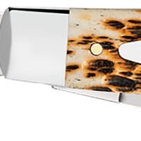 Case 00204 Stockman  Large 3.30"/2.30"/2.20" Folding Clip Point/Pen/Sheepsfoot Plain Mirror Polished Carbon Steel Blade, Peach Seed Jigged Amber Bone Handle