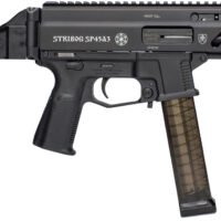 Grand Power 197892004824 SP45A3 Stribog 45 ACP 20+1 8" Black Threaded Barrel, Black Aluminum Picatinny Rail Receiver, Black SB Tactical Brace, Black Polymer Grip, Thread Protector