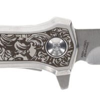 Smith & Wesson Knives 1205011 Unwavered  3.50" Folding Dagger, Plain Stonewashed 8Cr13MoV SS Blade, 4.25" Rosewood w/SS Scales Handle