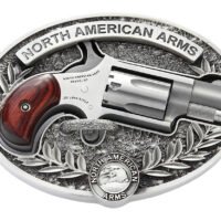 North American Arms 22LR-BBO Mini-Revolver w/Belt Buckle 22 LR 5 Shot 1.13" Stainless Steel Barrel, Frame & Cylinder, Rosewood Birdshead Grip, Exposed Hammer, Includes Custom Carry Belt Buckle