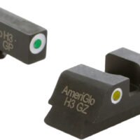 AmeriGlo GL431 Classic Tritium Sight Set for Glock Green Tritium White Outline Front Sight-Yellow Tritium White Outline Rear Sight