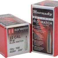 Hornady 22831 ELD Match  22 Cal .224 80 gr Extremely Low Drag Match 100 Per Box/ 25 Case