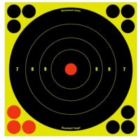 Birchwood Casey 34825 Shoot-N-C Reactive Target Self-Adhesive Paper Black/Yellow/Red 8" Bullseye 30 Pack