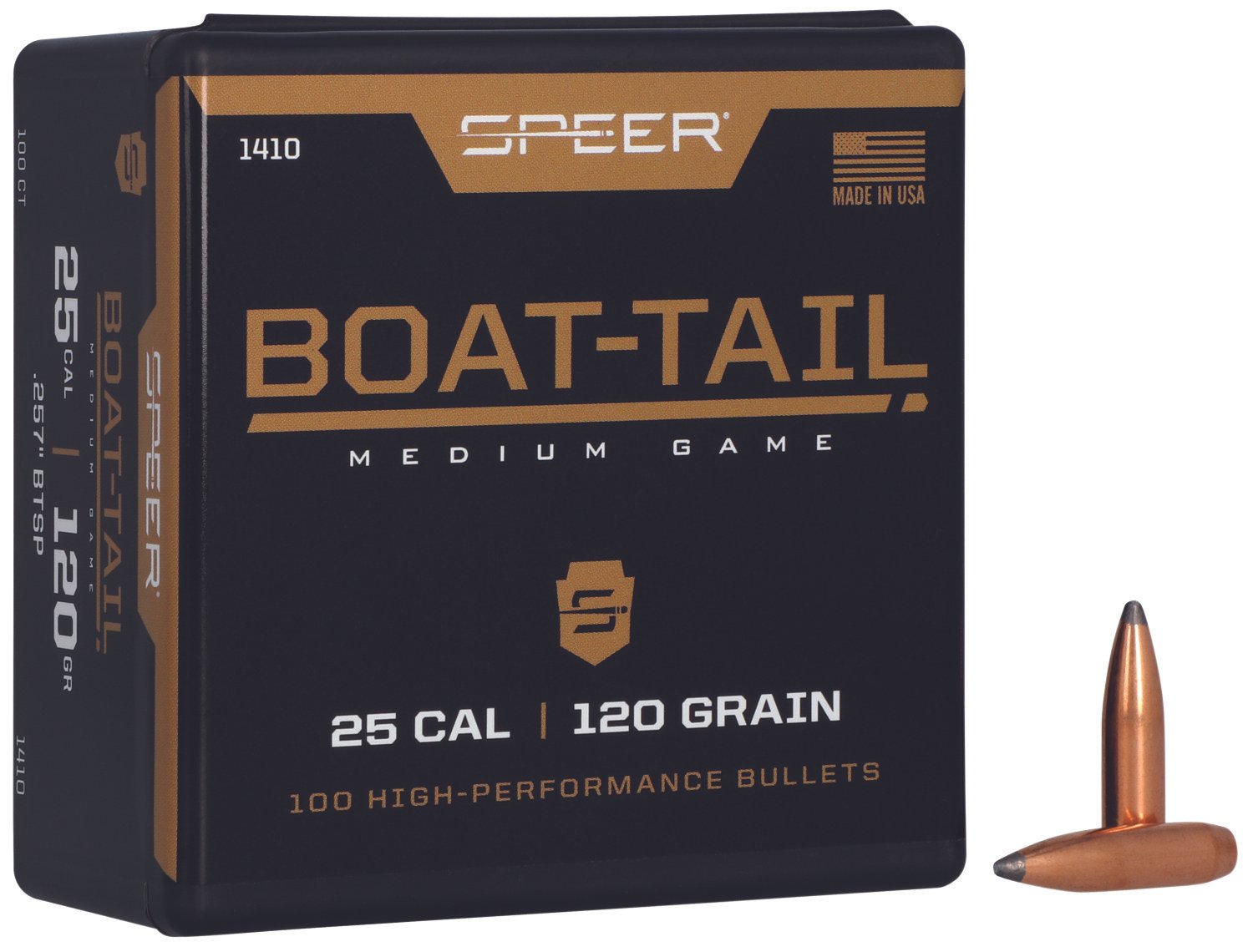 Speer 1410 Boat-Tail 25Cal 120gr Jacketed Soft Point Boat Tail 100 Per Box/5 Case