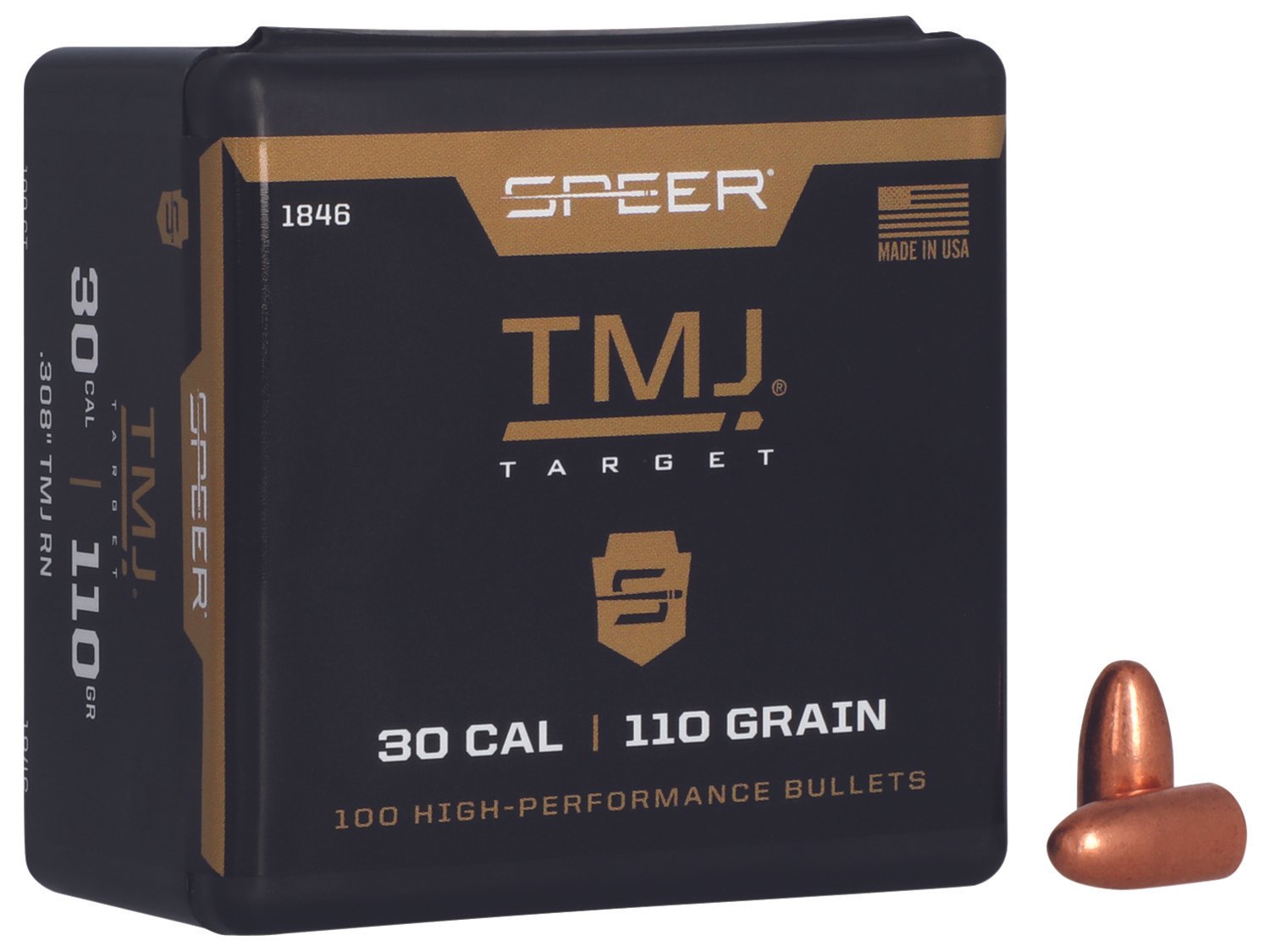 Speer 1846 TMJ 30Cal 110gr Total Metal Jacket Round Nose 100 Per Box/5 Case