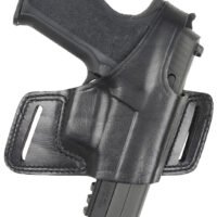 Bianchi 15718 Black Widow  OWB Size 14 Black Leather Belt Slide Fits Glock 17 Fits Glock 19 Fits Glock 22 Right Hand